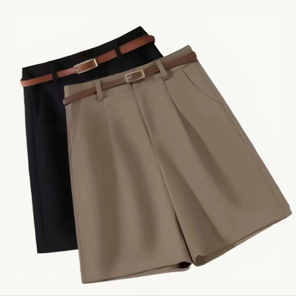 [Бесплатный ремень] Костюмные шорты, женские летние новые модные тонкие прямые брюки с высокой талией, самые удобные для сочетания, повседневные брюки Five Points