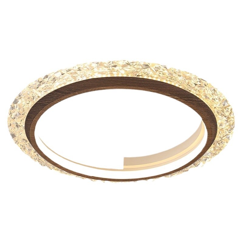 [Selección estricta] lámpara de techo medieval retro americana silenciosa patrón de madera minimalista redonda protector de ojos de color nuez super brillante