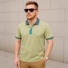2025大牌翻领T恤特大码胖人衣服加肥加大英欧美男士短袖polo 2517