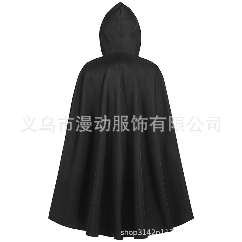 中世の黒いフード付きマント ハロウィンマスク ジェダイ戦士 コスプレ衣装 マント|undefined