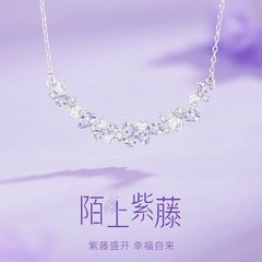 紫藤花赵樱子同款微笑项链女锆石吊坠小众设计高级感轻奢锁骨颈链