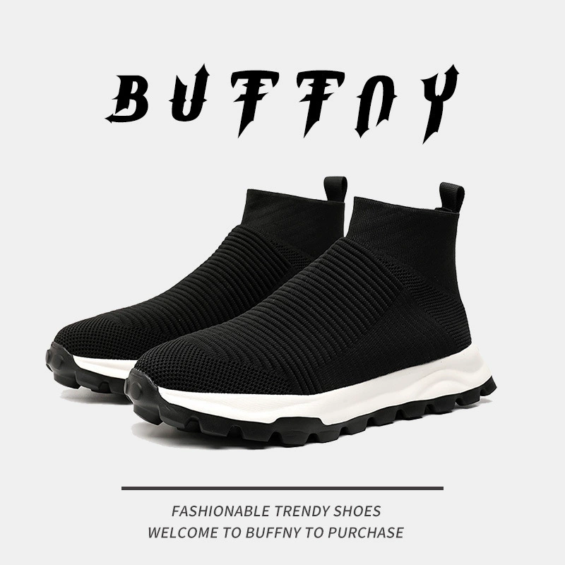BUFFNY новый мягкий фон, дикая повседневная мужская обувь, черная ткань, дышащая, удобная, толстая подошва, высокие кроссовки