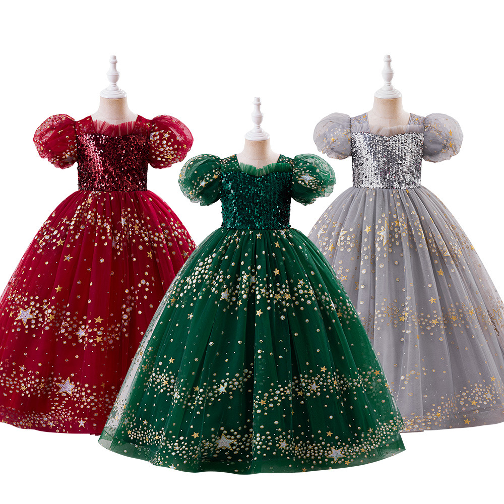Al por mayor vestido de princesa de niñas Europa y América nuevo vestido de niños Pong vestido de boda piano vestido vestido largo vestido