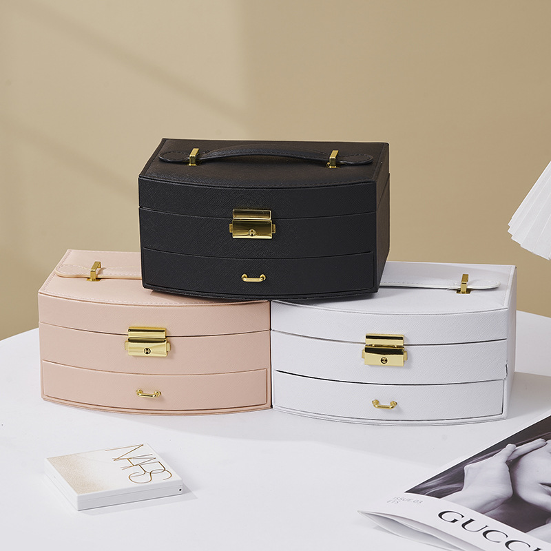 Caja de joyería multifuncional alta sensación de joyería anillo collar pernos de escritorio acabado de almacenamiento caja de joyería fábrica al por mayor