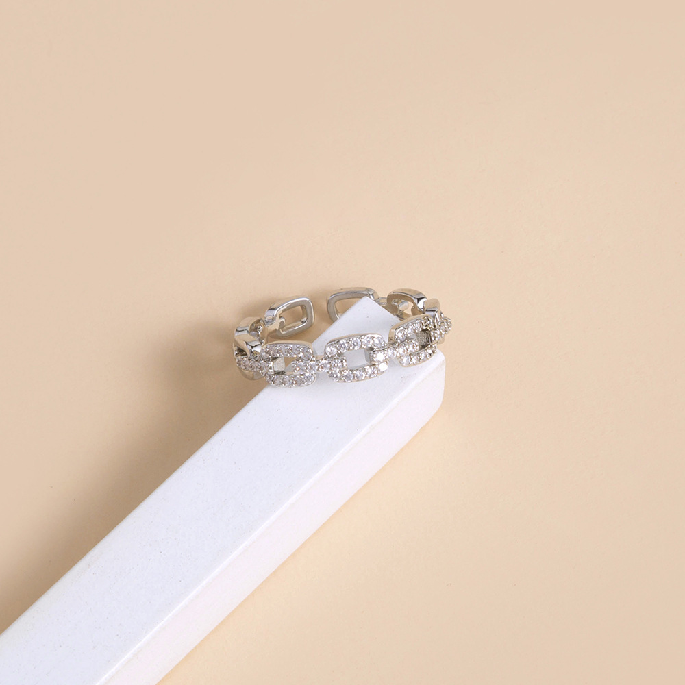 Simple Zircon Ring Female Fashion Personality Retro Chain Tide Temperament Index Finger Ring display picture 6