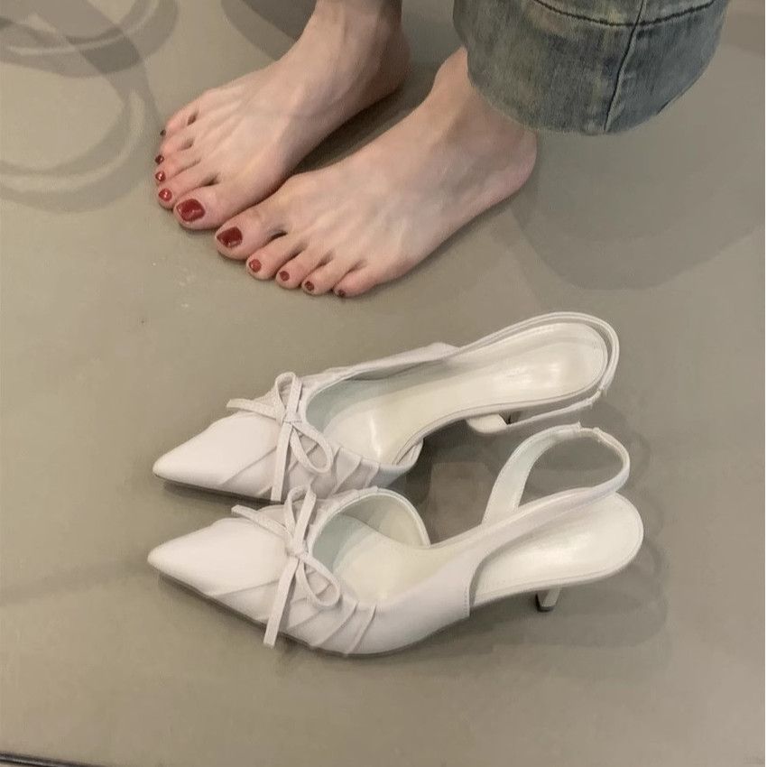 Slip-On Leopard Print Shoes Stiletto Sandals Women's Summer New High Heels High Heels 2025 Back Strap Pointed Toe Shoes