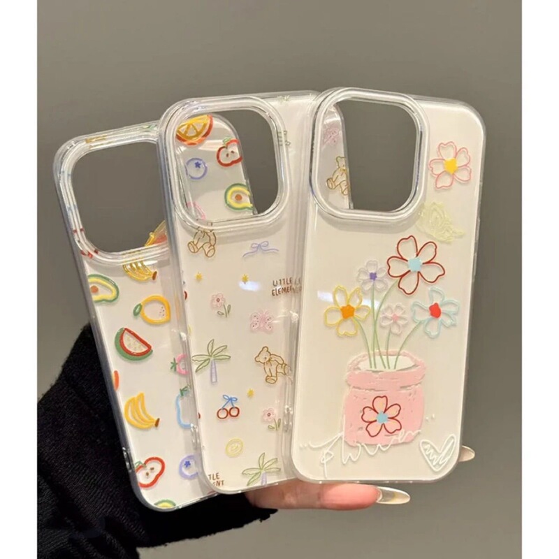 Colorful Lines Coconut Tree Suitable for Apple 17Promax Mobile Phone Case 16/15Pro Cartoon 14/13/12/11 Hard