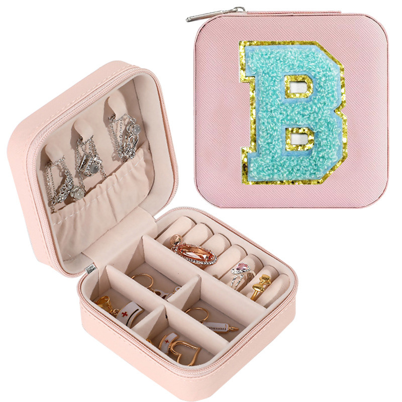 Cross-border de cuero Stud pendientes de gran capacidad de la joyería de la caja de la joyería del anillo caja de almacenamiento portátil