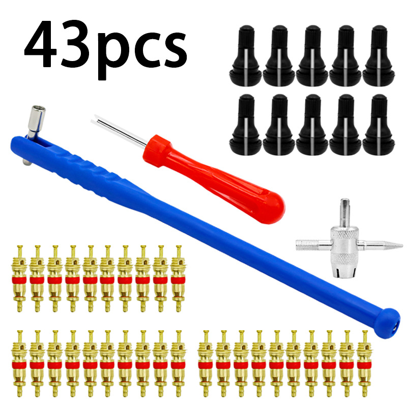 供应气门嘴拉拔器气门芯扳手轮胎气门芯组套气门嘴安装工具43件套