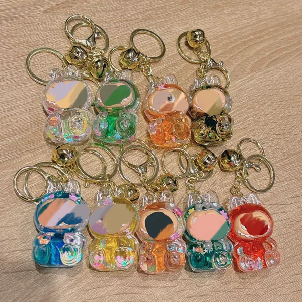 Creative Acrylic Rabbit Liquid Sand Keychain Cute Kiki Figurine Bag Pendant Gift Keychain