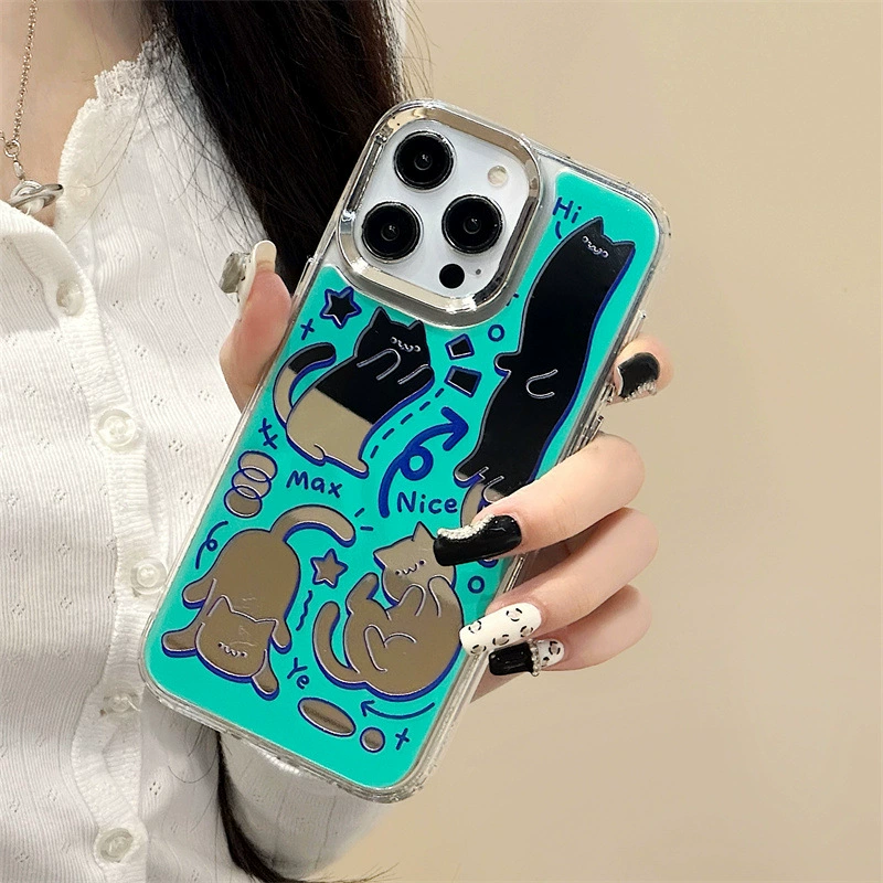Apple, iPhone 16, чехол, совместим с iPhone15 Pro, мультфильм iPhone14 Pro, iphone 14, три в одном, зеркальный эффект, оптовый