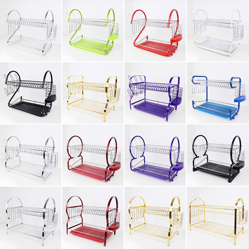 Household Tableware Chopsticks Kitchen Storage Rack Multi-functional Countertop Double Layered