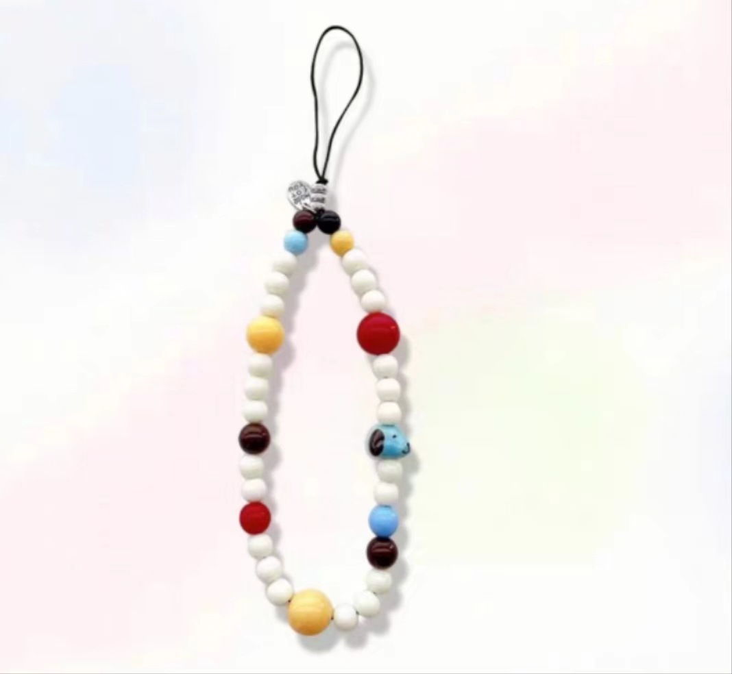 Perro azul cadena de cuentas blancas yqsn