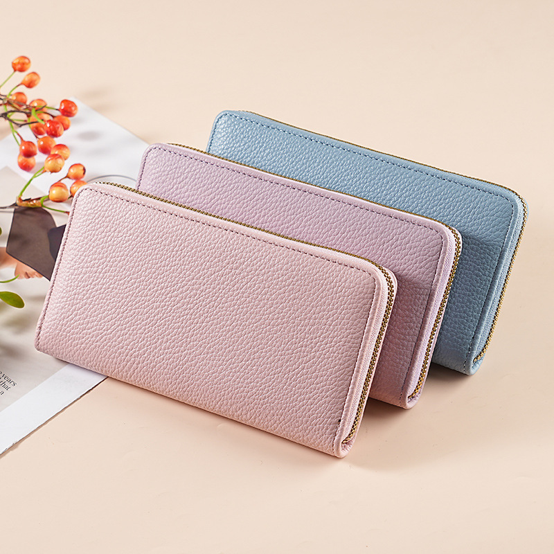 Cross-Border Wallet Women's Genuine Leather Texture Long Pebbled Soft Leather Wallet Large Capacity Wallet Women's Coin Clip Cross-Border Wallet Women's Genuine Leather Texture Long Pebbled Soft Leather Wallet Large Capacity Wallet Women's Coin Clip