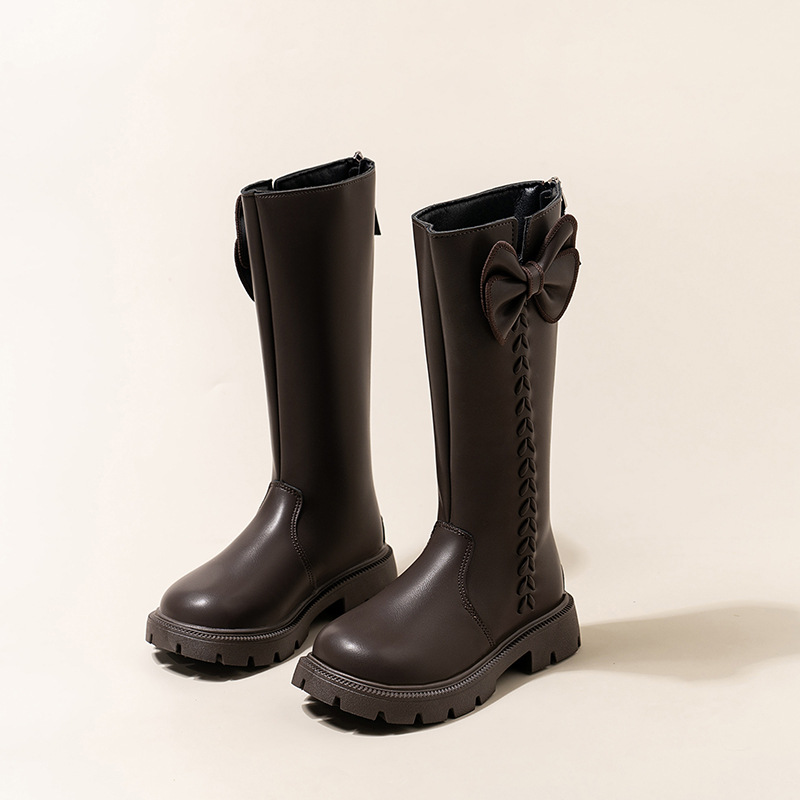 Flickor high-top stövlar i läder för höst och vinter mode_voghion.com