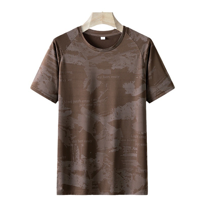 Camiseta de hielo transfronteriza de manga corta para hombres verano 2025 nueva ropa de secado rápida suelta para hombres camiseta de base de media manga grande image 6