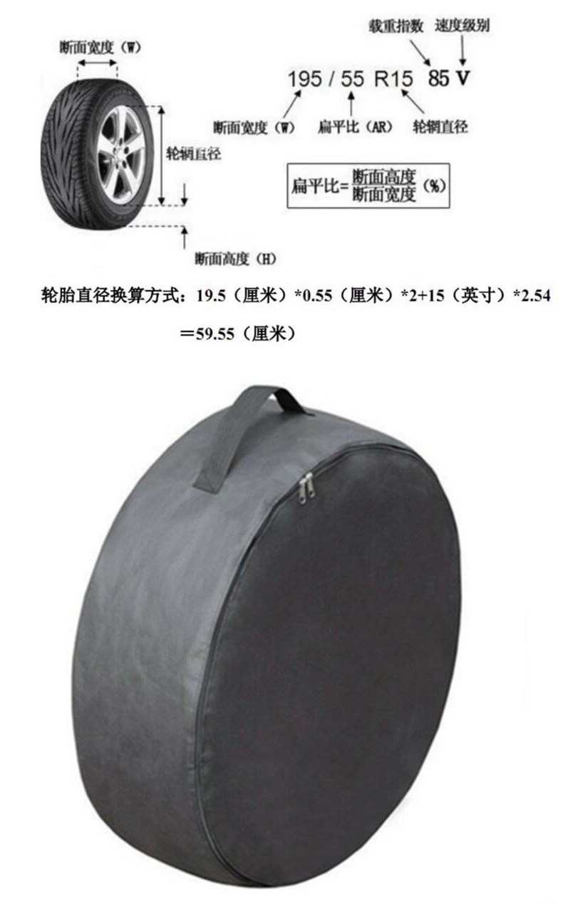 Car tire cover, wheel hub storage bag, spare tire cover, full protection, odor-proof, non-breathable, odor-isolating protective cover, snow tire cover