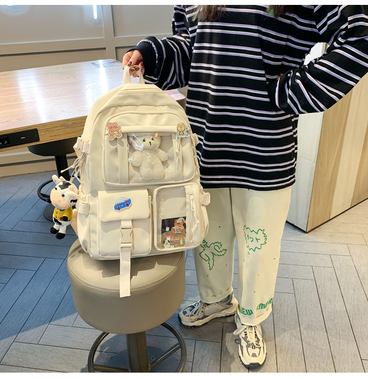 637g Weight Polyester Lining Material Zipper Closure Type School Occasion Nylon Material Solid Color Pattern Women'S Gender Square Shape White, Pink, Green, Blue, Black Color Large Size Wholesale Large Capacity Bear Backpack Nihaojewelry 21