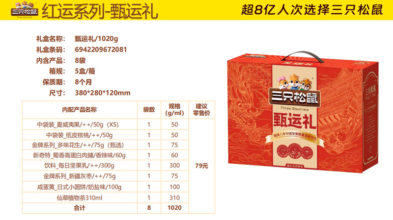 三只松鼠坚果礼盒----华锦礼/1430g/8袋装坚果礼盒零食大礼包混|undefined