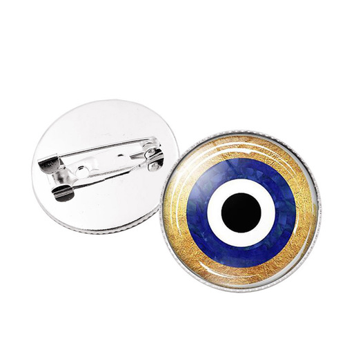 Turkish Evil Eye Pin Cross-Border Bestseller Silver Badge Simple and Versatile Student Pin Badge Accessory