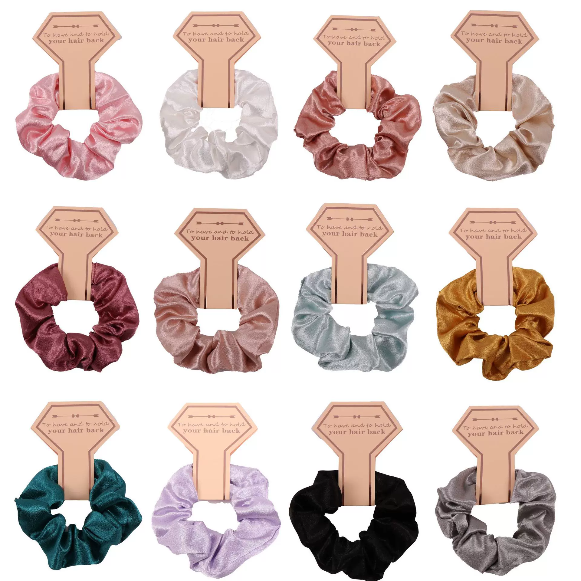 跨境套钻石卡发饰水晶缎面大肠发圈婚礼时尚派对礼品纯色女发绳