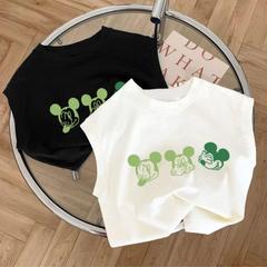 Cotton children's baby cute sleeveless T-shirt, simple and cool, suitable for boys and girls, summer top for children.