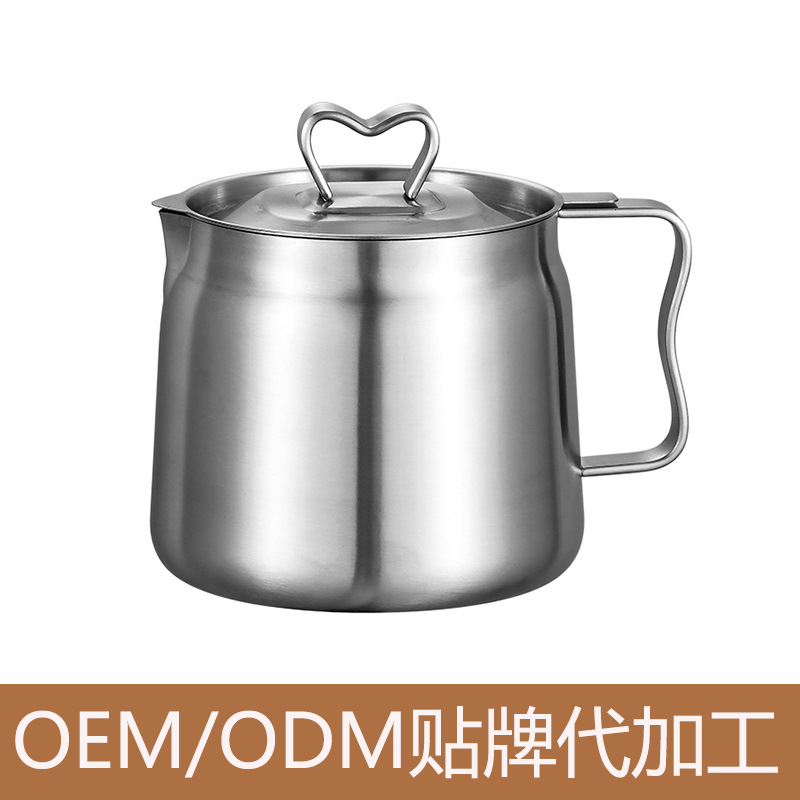 定制 304不锈钢滤油壶大容量隔滤油渣厨房家用储油瓶回油杯带盖装