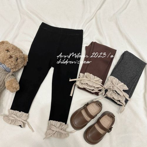 Ningli Girls' Leggings Autumn New Korean Style Ins Mesh Stretch Slim Pants Baby Girls Solid Color Pants