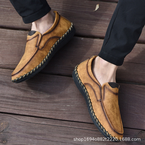 Handmade Casual Men's Shoes, Summer Soft Soles, Breathable Men's Shoes, Large Size Lazy Driving Shoes, Korean Style Bean Shoes