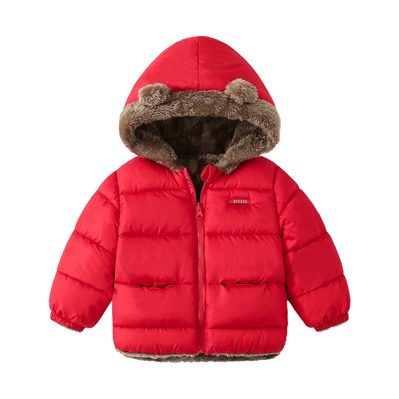 Ropa acolchada de algodón para niños engrosada de moda de invierno ropa acolchada de algodón para niños con capucha casual ropa acolchada de algodón para niños monocromo cálido cuello redondo ropa acolchada de algodón