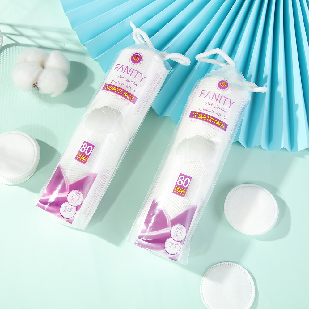 Algodón de maquillaje de cerradura redonda 80 piezas de algodón de maquillaje de doble efecto desechable para la piel