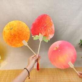 水果团扇创意西瓜夏季古风拍照手持扇道具扇手绘橙子草莓苹果扇子