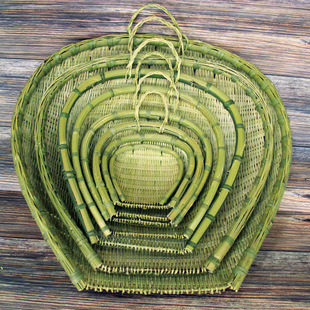 Bamboo Woven Products Household Bamboo Shau Kei Bamboo Sieve Farm Rice Washing Vegetable Drying Rice Drying Storage Basket Hot Pot Restaurant Restaurant