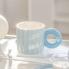 High-quality aesthetic Instagram-style coffee cup with Morandi color, modern minimalist breakfast cup, milk cup, cream-style mug
