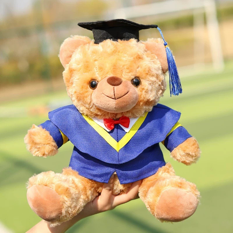 Graduation Doctor Bear Puppy se puede imprimir logotipo maestro de licenciatura Teddy Bear muñeca regalo de graduación