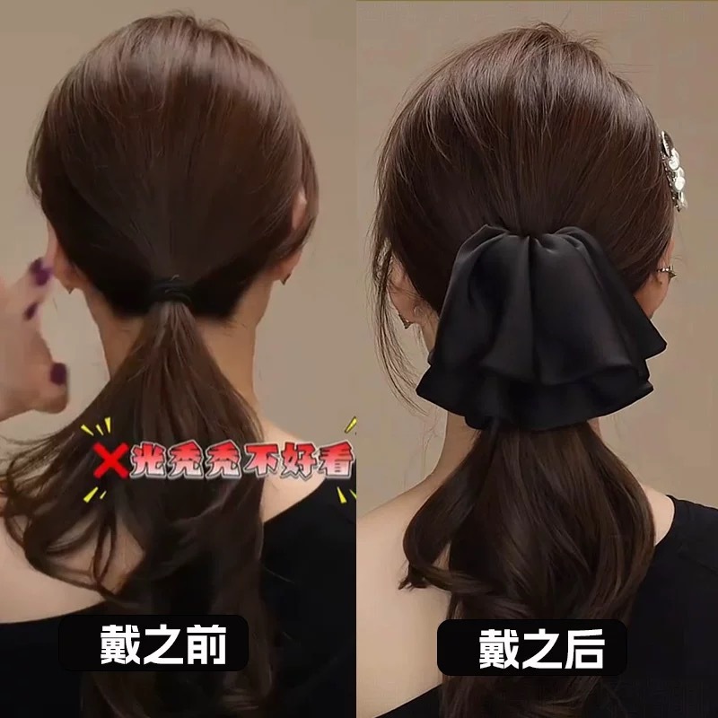 サテンリボン、フレンチエレガントなハーフタイヘアクリップ、絶妙で多用途なレイジーヘアクリップ、ヘアアクセサリー、ヘアクリップ、ヘッドバンド|undefined
