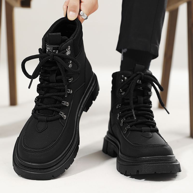 Boots Men's Shoes 2024 Autumn and Winter New High-Top American Retro Workwear Outdoor Waterproof and Wear-Resistant Mountaineering