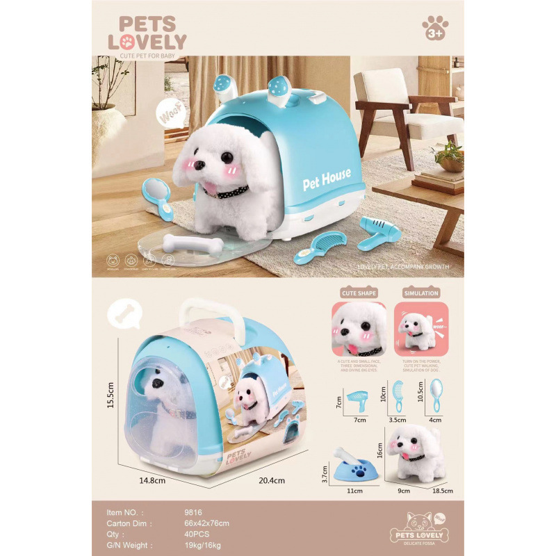 Club Teddy Club Peluche eléctrico Conejo blanco Golden Retriever Juguetes para niños Caminar llamado Muñeca de mascota