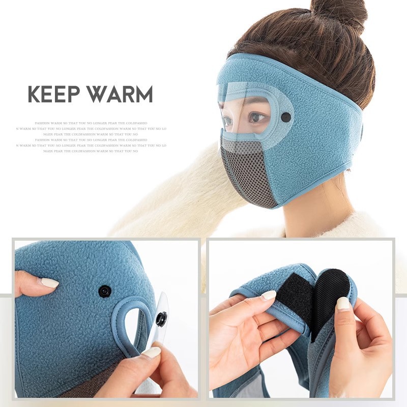 Autumn and winter outdoor cycling protective full-face warm mask to protect against cold detachable goggles thickened for men and women