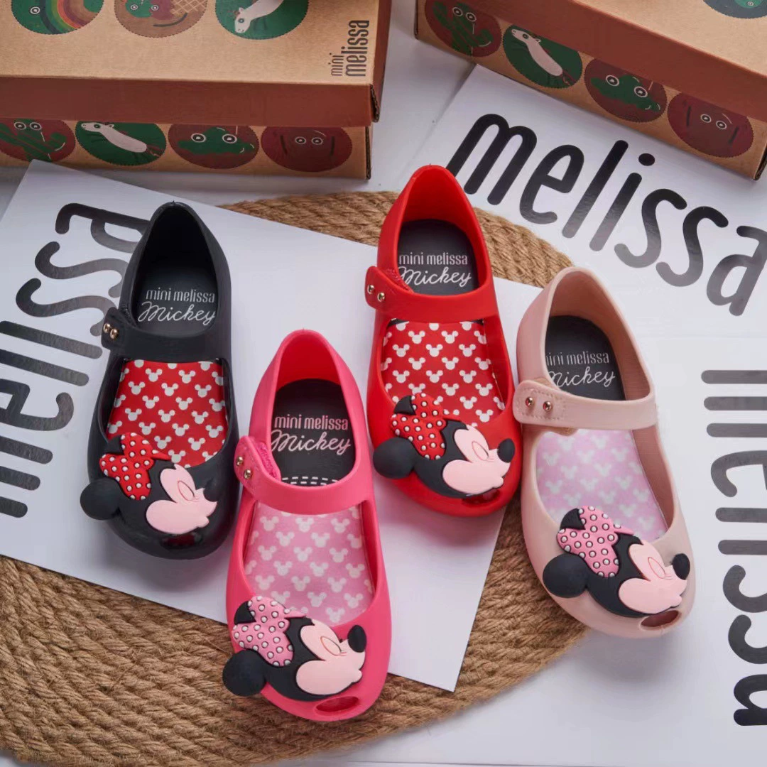 В наличии Melissa Cartoon Mickey Minnie Сандалии на мягкой подошве Однослойная обувь с рыбьим ртом Пляжная обувь Ароматные сандалии