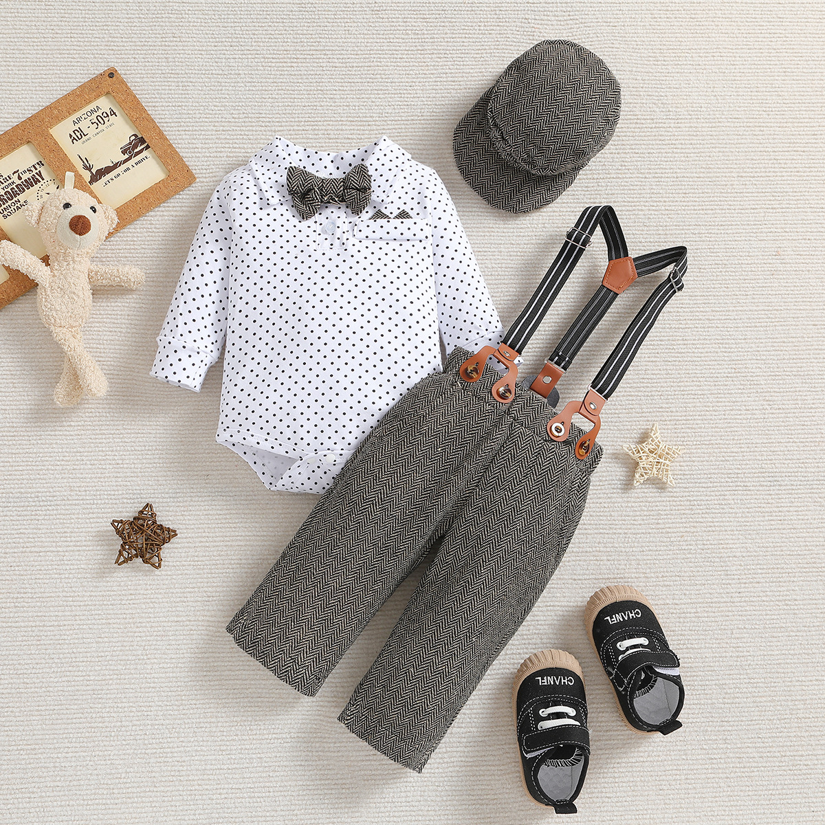 SAMGAMIBABY Set da uomo per bambini primaverili e autunnali, vestito per neonati di un anno, vestiti a maniche lunghe, pantaloni con cinturino, cappello_voghion.com