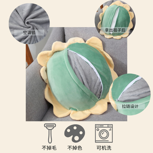 Cartoon flower pillow, bedside sofa cushion, office car cushion, blanket and pillow, two-in-one
