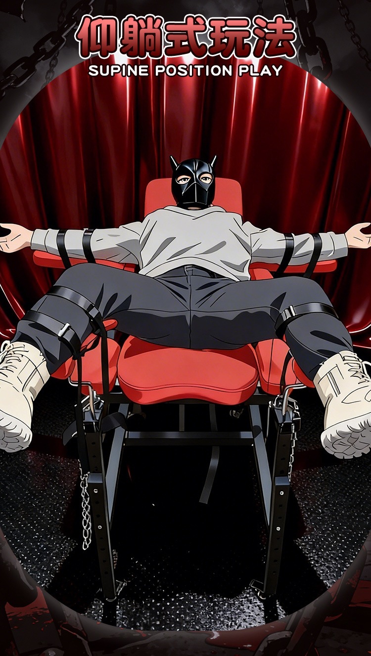 SM-御王座 Plus Bondage Restraint Stool in Black Iron and Tech Fabric — detail image 3
