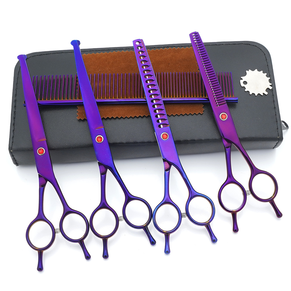 Ventas directas de fábrica para mascotas de acero inoxidable de 7 pulgadas tijeras de aseo para mascotas tijeras de corte de pelo para perros tijeras finas de espina de pescado