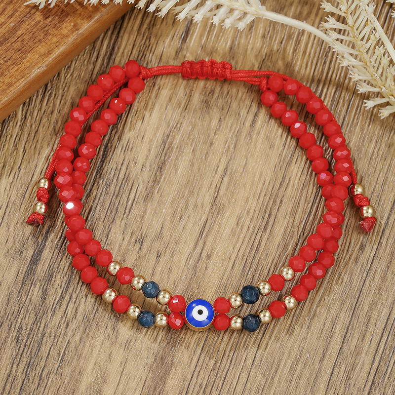 New Handmade Faceted Crystal Bracelet Cross-Border Personalized Zodiac Year Red String Bracelet Evil Eye Bracelet Wholesale