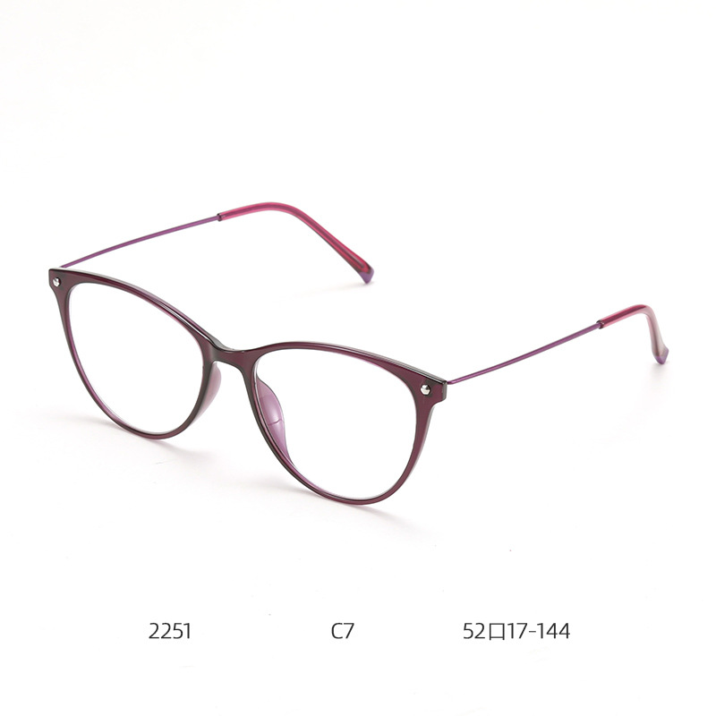 2251レトロ欧米風猫眼超軽量近視眼鏡フレーム潮半円形女性モデルファッションフレームは度数を合わせることができる