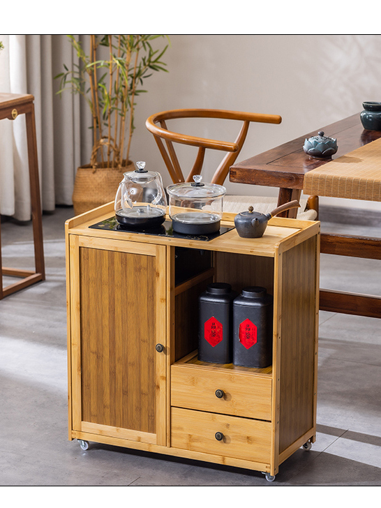 ✅ Tea Cabinet for Home Use, Movable Side Table for Living Room Sofa, Integrated Water Boiler, Small Tea Table, Tea Side Cabinet, Simple Tea Side Table