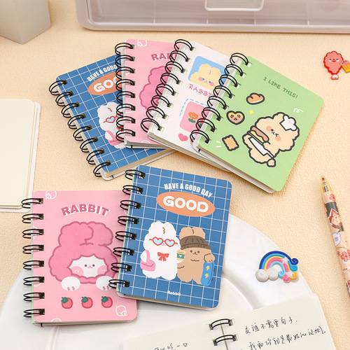 Cartoon roll-over coil notebook student notes A7 pocket notepad office study diary portable small notebook