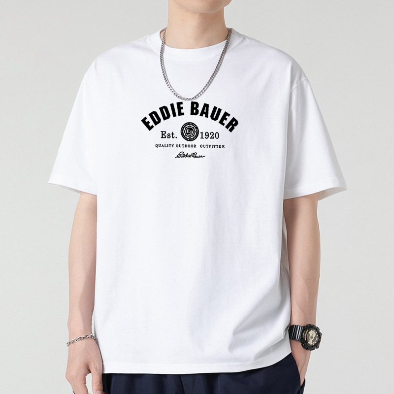 Men's Short-Sleeve Summer Heavyweight T-Shirt Trendy Brand Loose Plus Size Boyfriend Style Couple