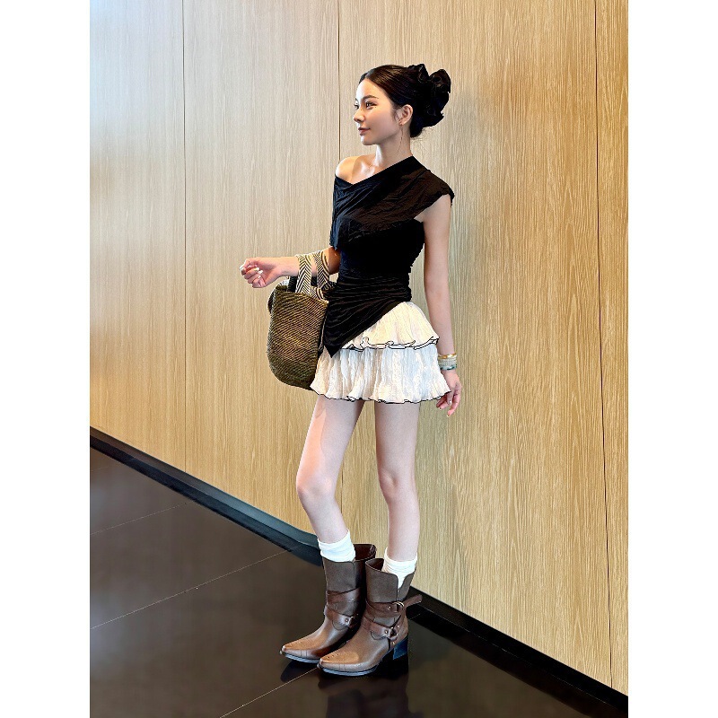 棕色靴子女夏天美拉德2025新款超火巨好看草原西部牛仔靴|undefined